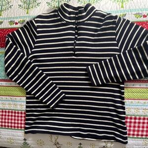 L.L. Bean Navy Blue White Striped Half Zip Pullover Sweater Size XL